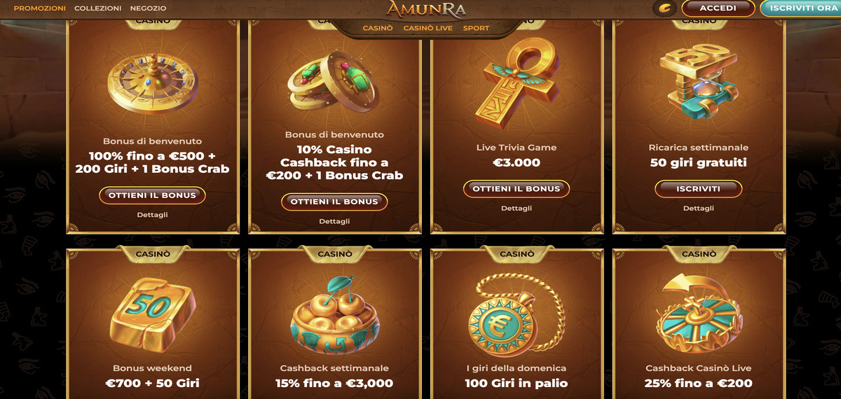 Amunra casino bonuses