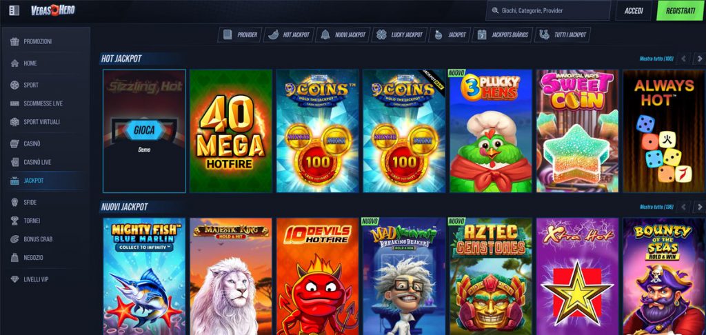 VegasHero casino jackpot