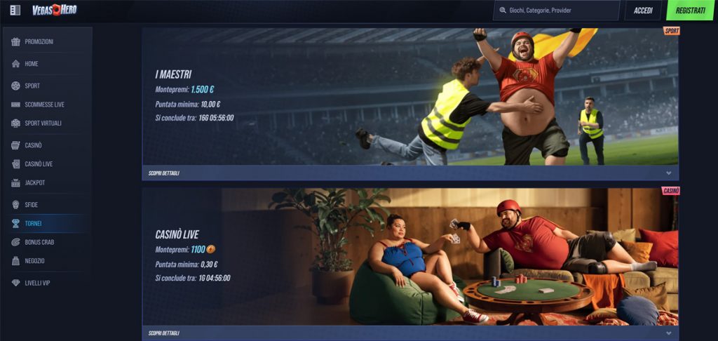VegasHero Casino Tornei