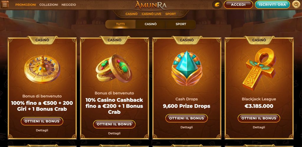 Bonus e Promozioni Esclusive di AmunRa Casino