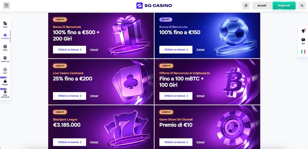 SG Casino bonus