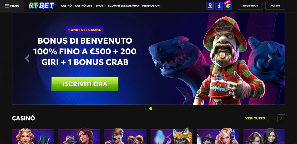 RTbet casino home