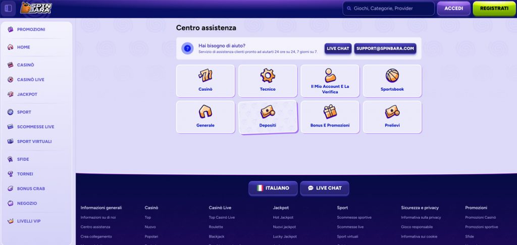 ssistenza clienti Spinbara